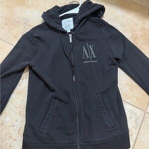 Armani Exchange women’s Black Hoodie Zip-Up Sweatshirt
